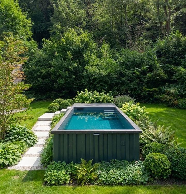 Cubepool with Biotop technology Cubepool made from old shipping containers with Biotop technology as a Living Pool