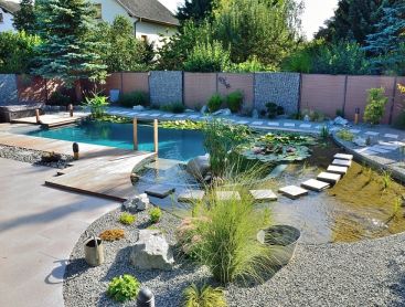 Conversion to natural pool with integrated whirlpool