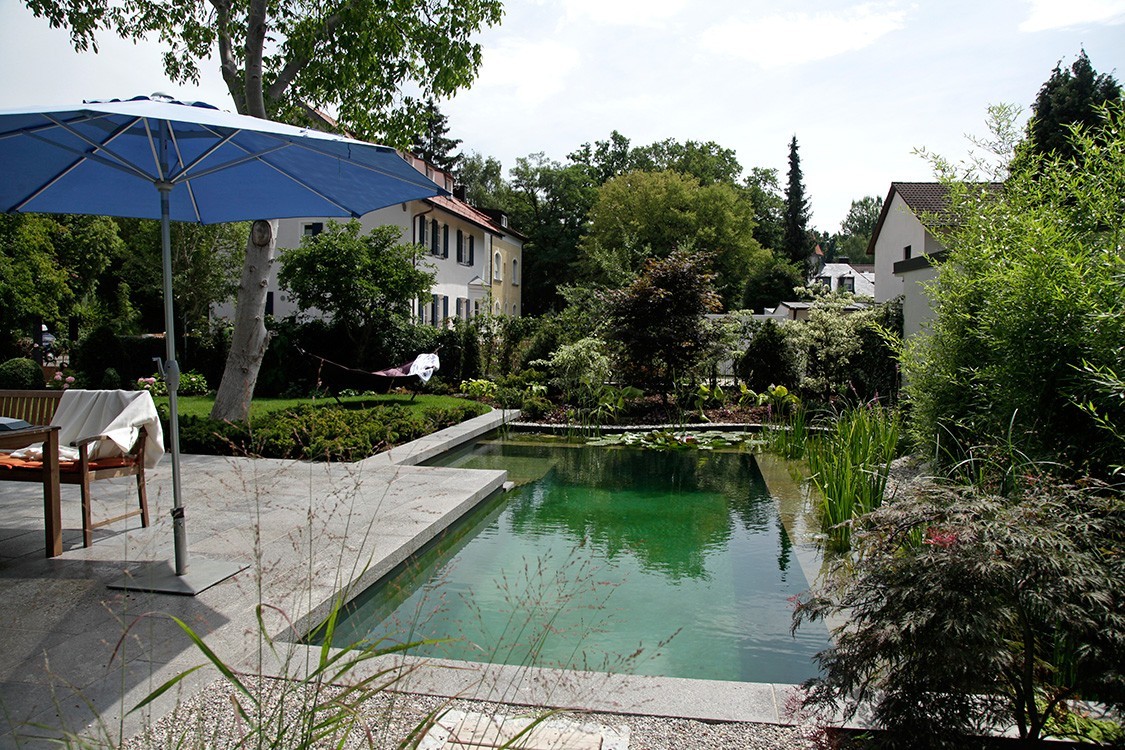 natural pool in Germany with Japanese touch