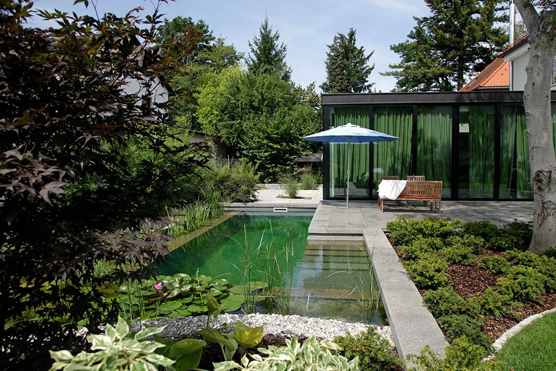 natural pool in Germany with Japanese touch